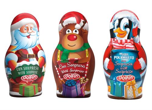 SOGGETTI NATALIZI CIOCCOLATO GR.80x12 DOLFIN cod.1350