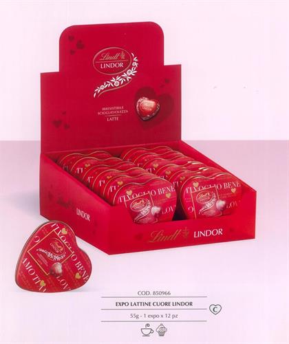 EXPO LATTINE CUORI LINDT GR.55x12 pz. COD.50966